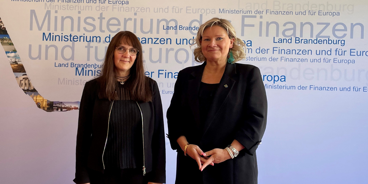 Brandenburg’s Minister of Finance and European Affairs, Katrin Lange, and the Regional Mayor of Helsinki-Uusimaa Region, Tuija Telén, in Potsdam, Germany on 13 June 2024. Picture: Brandenburgian Ministry of Finance and European Affairs